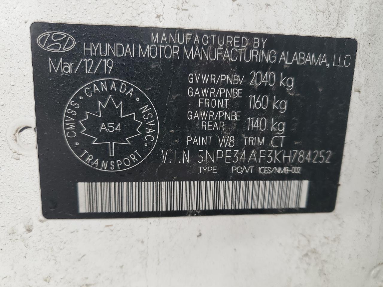 2019 HYUNDAI SONATA