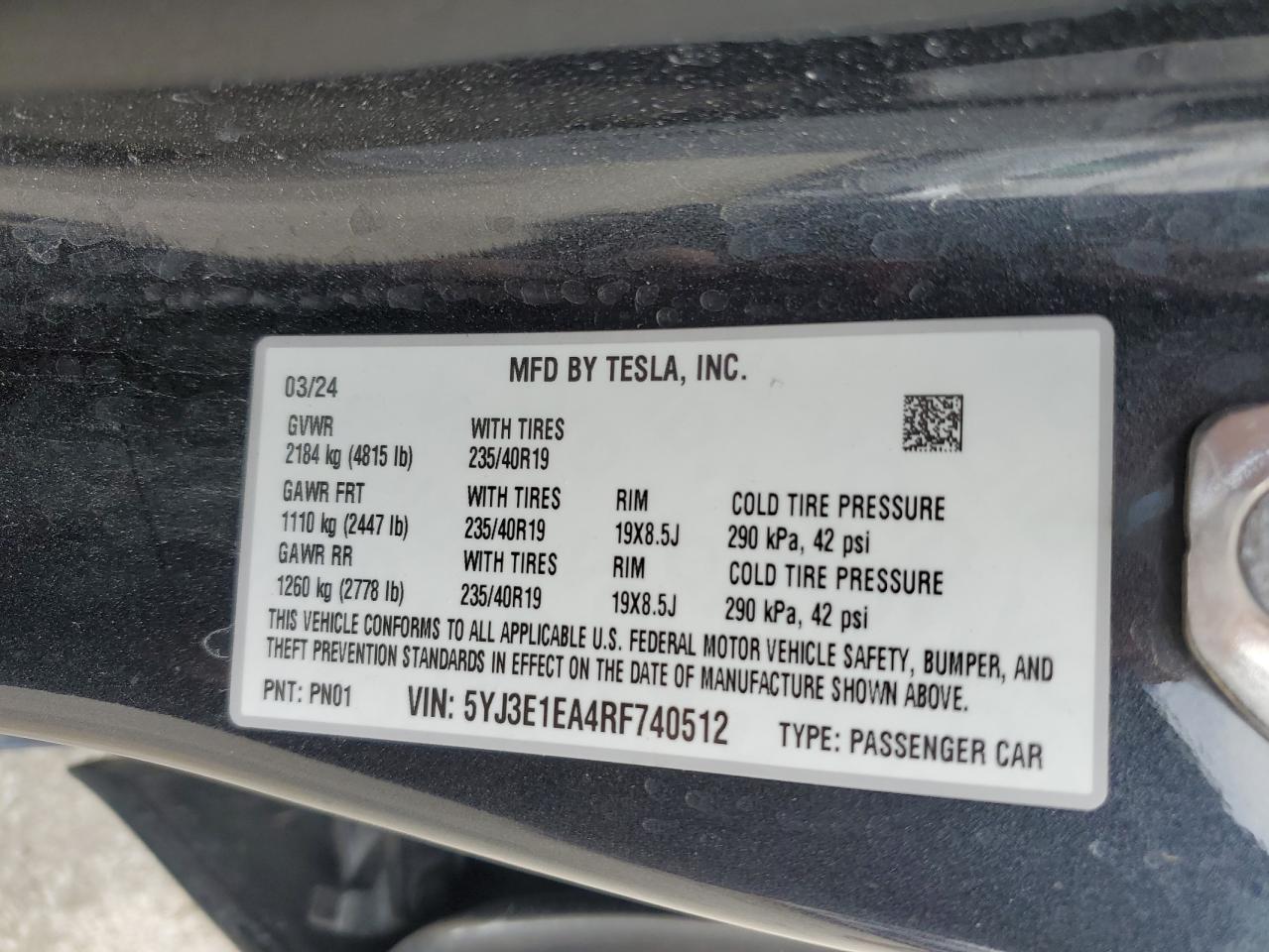 2024 TESLA MODEL 3