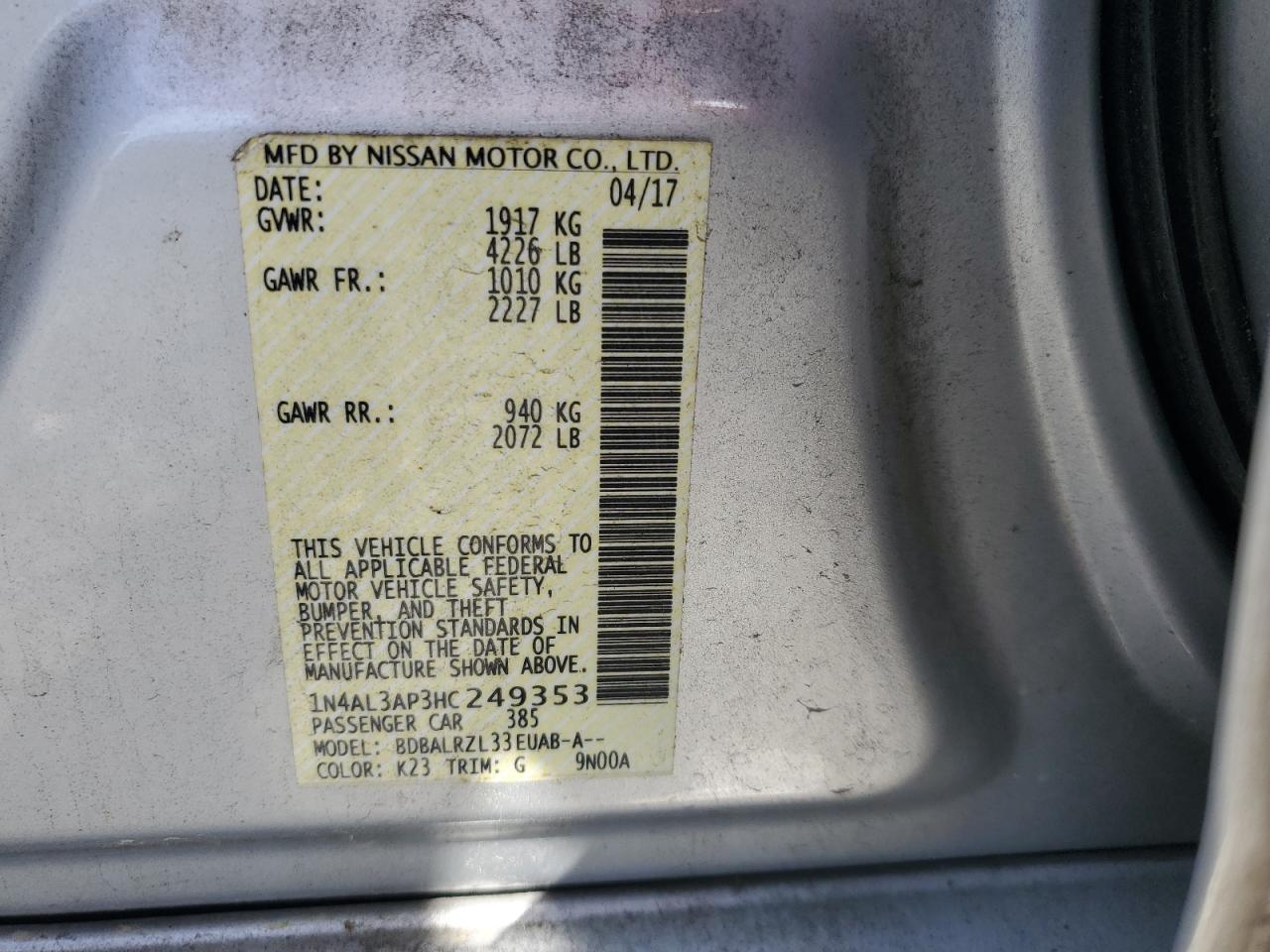 2017 NISSAN ALTIMA