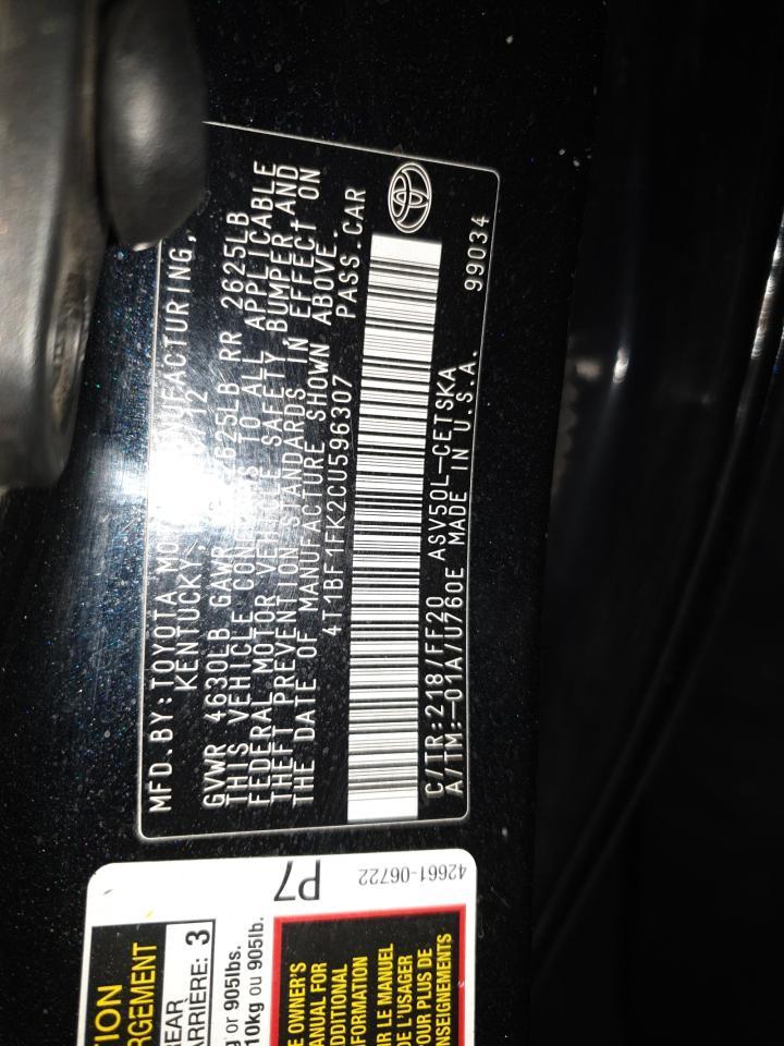 2012 TOYOTA CAMRY
