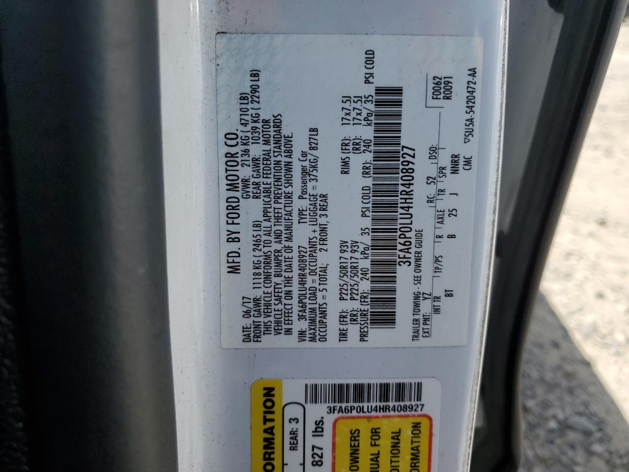 2017 FORD FUSION