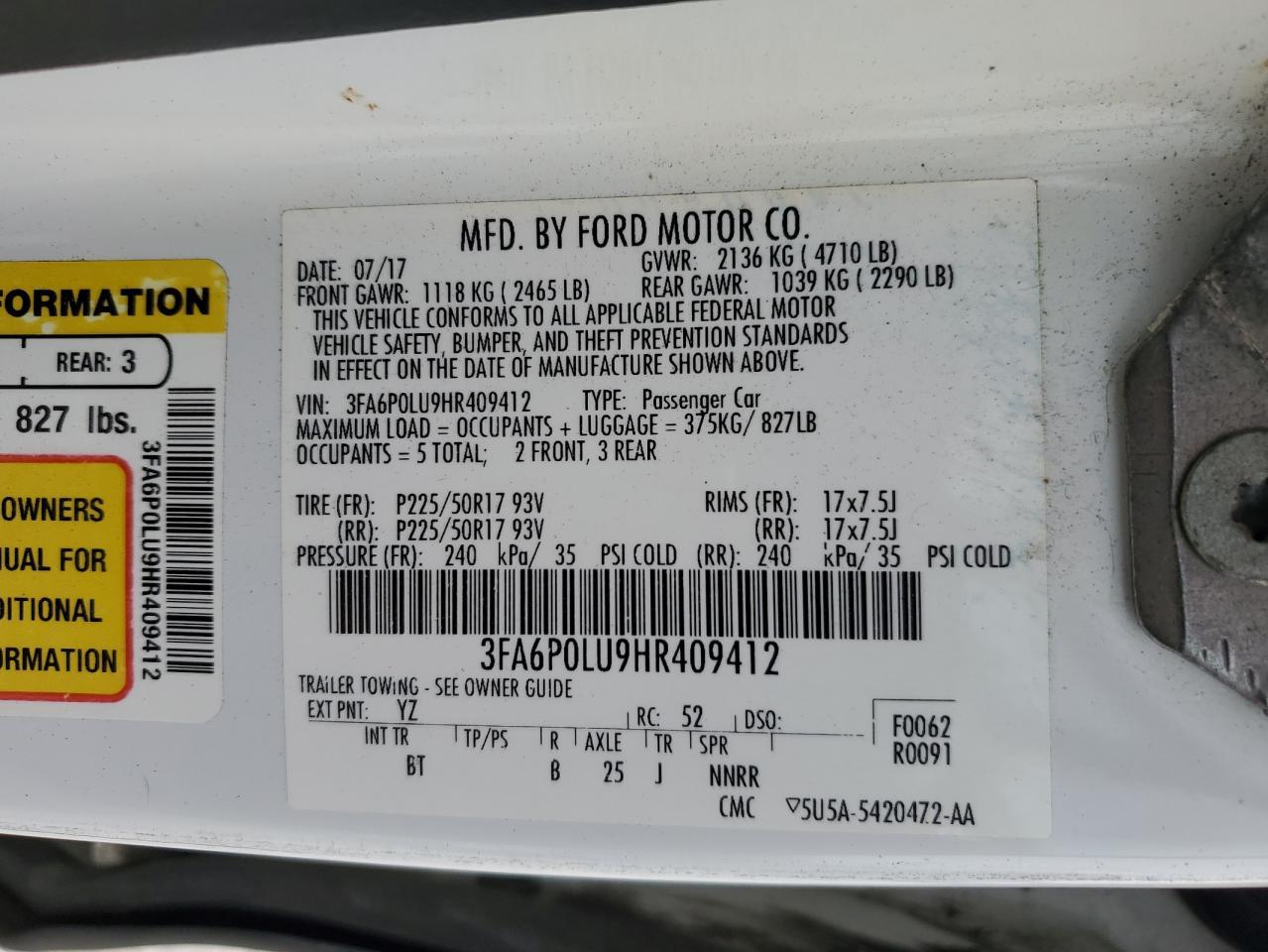 2017 FORD FUSION