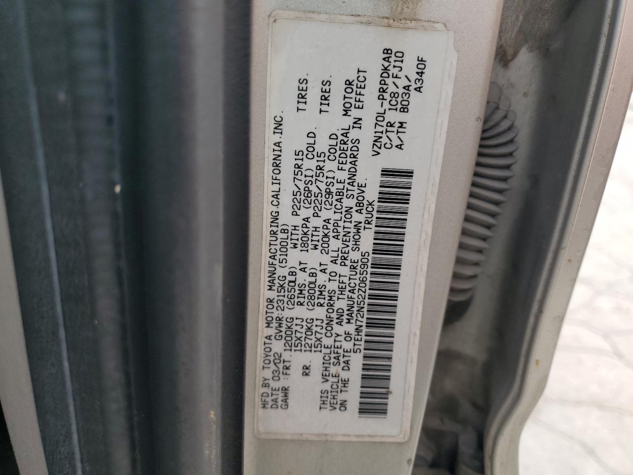 2002 TOYOTA TACOMA