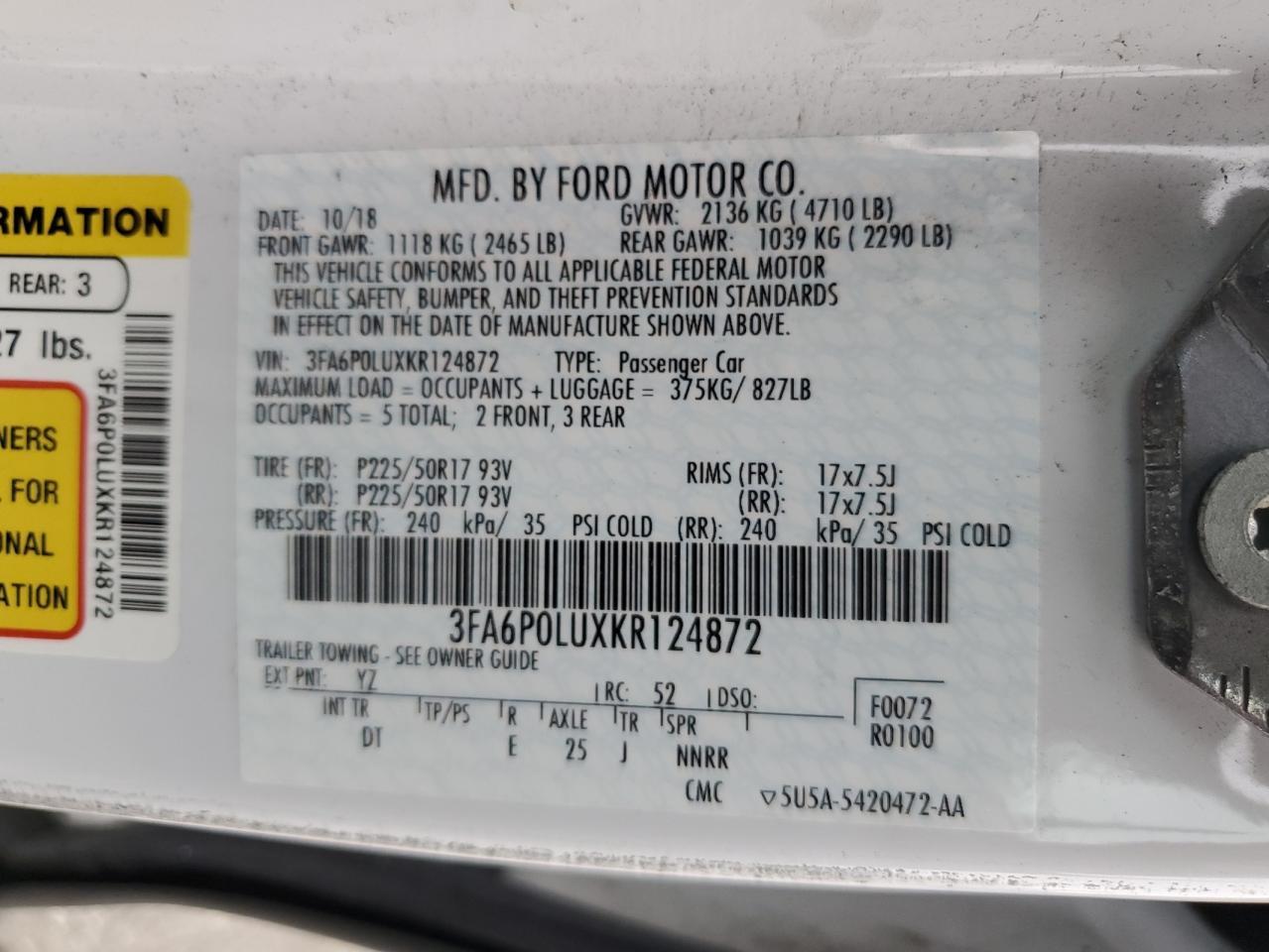 2019 FORD FUSION