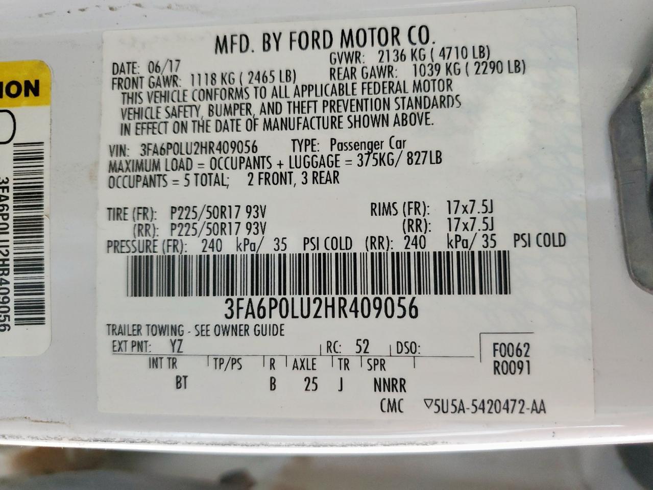 2017 FORD FUSION