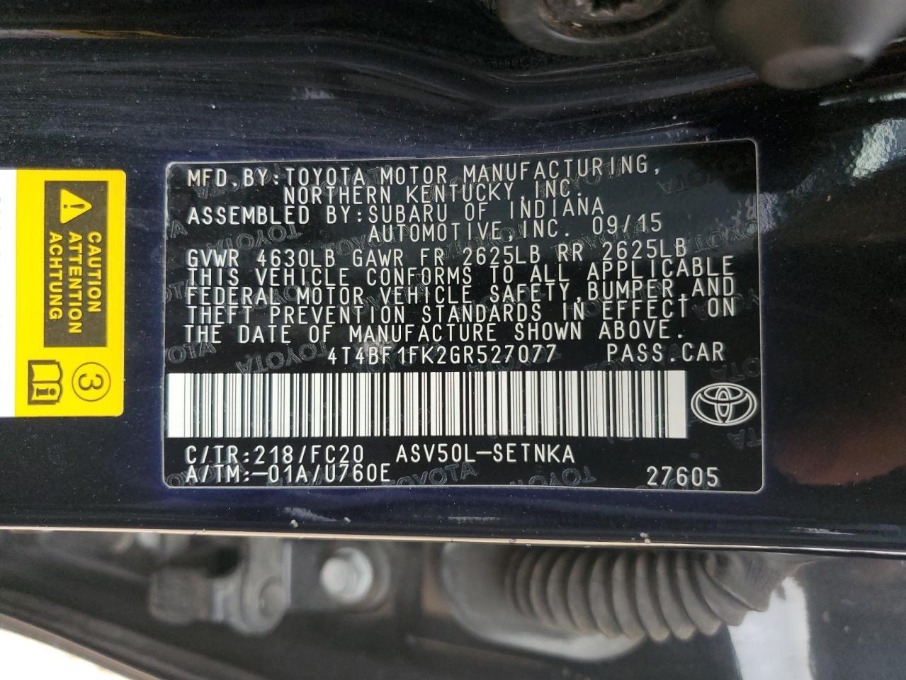 2016 TOYOTA CAMRY