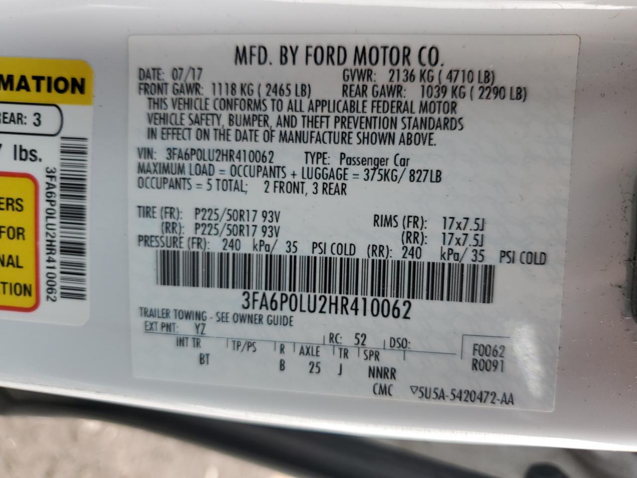 2017 FORD FUSION