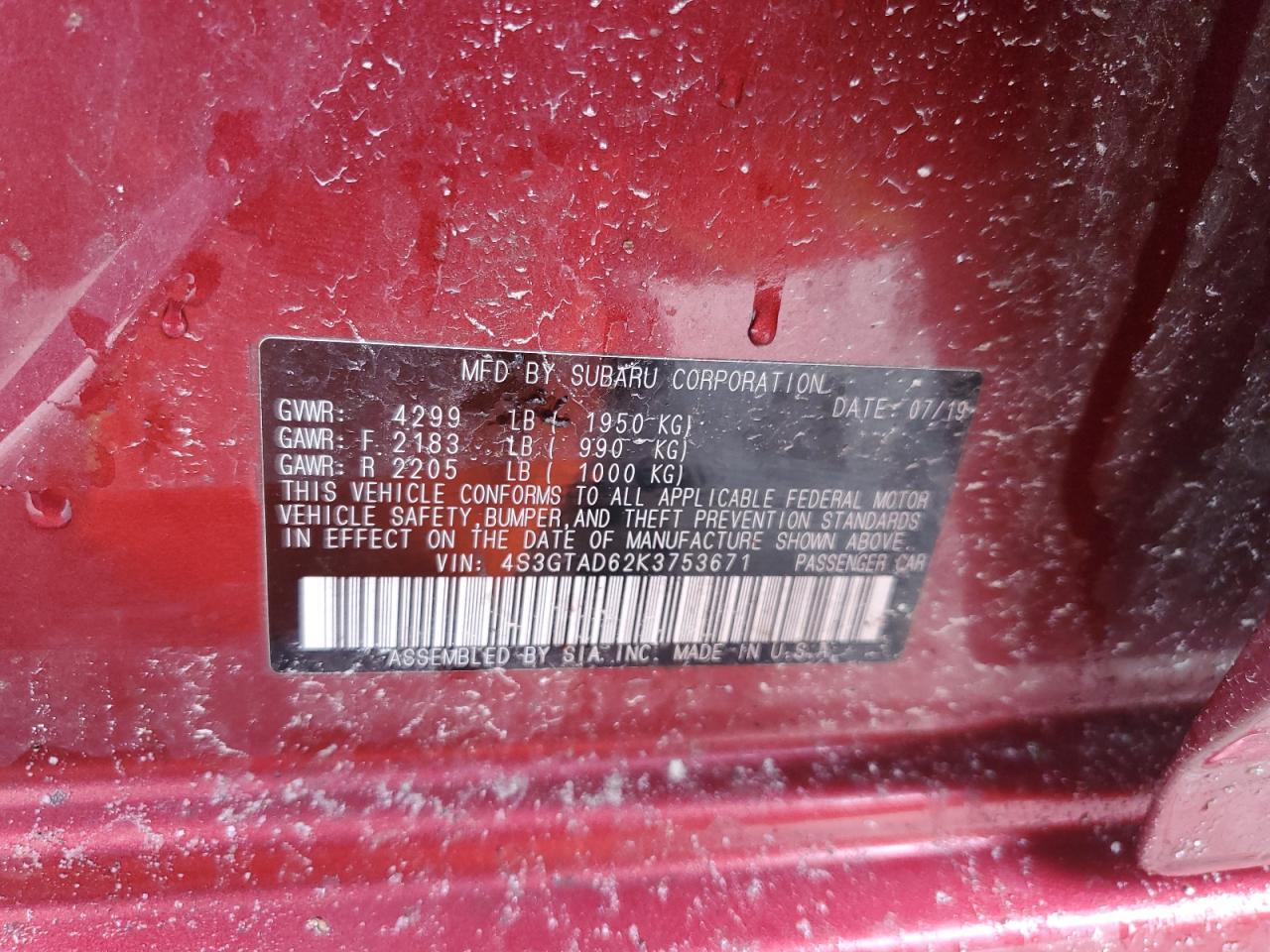 2019 SUBARU IMPREZA