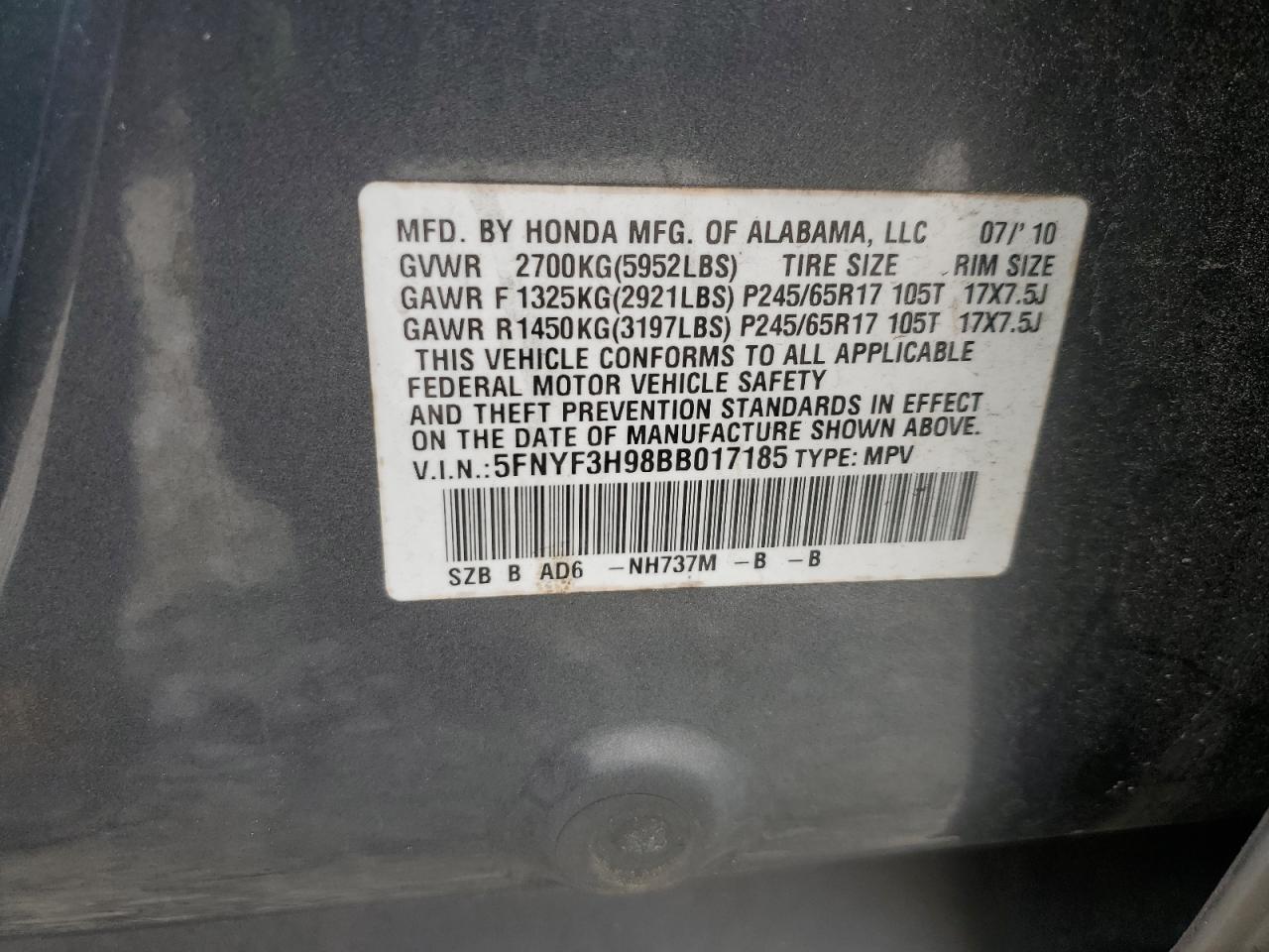 2011 HONDA PILOT