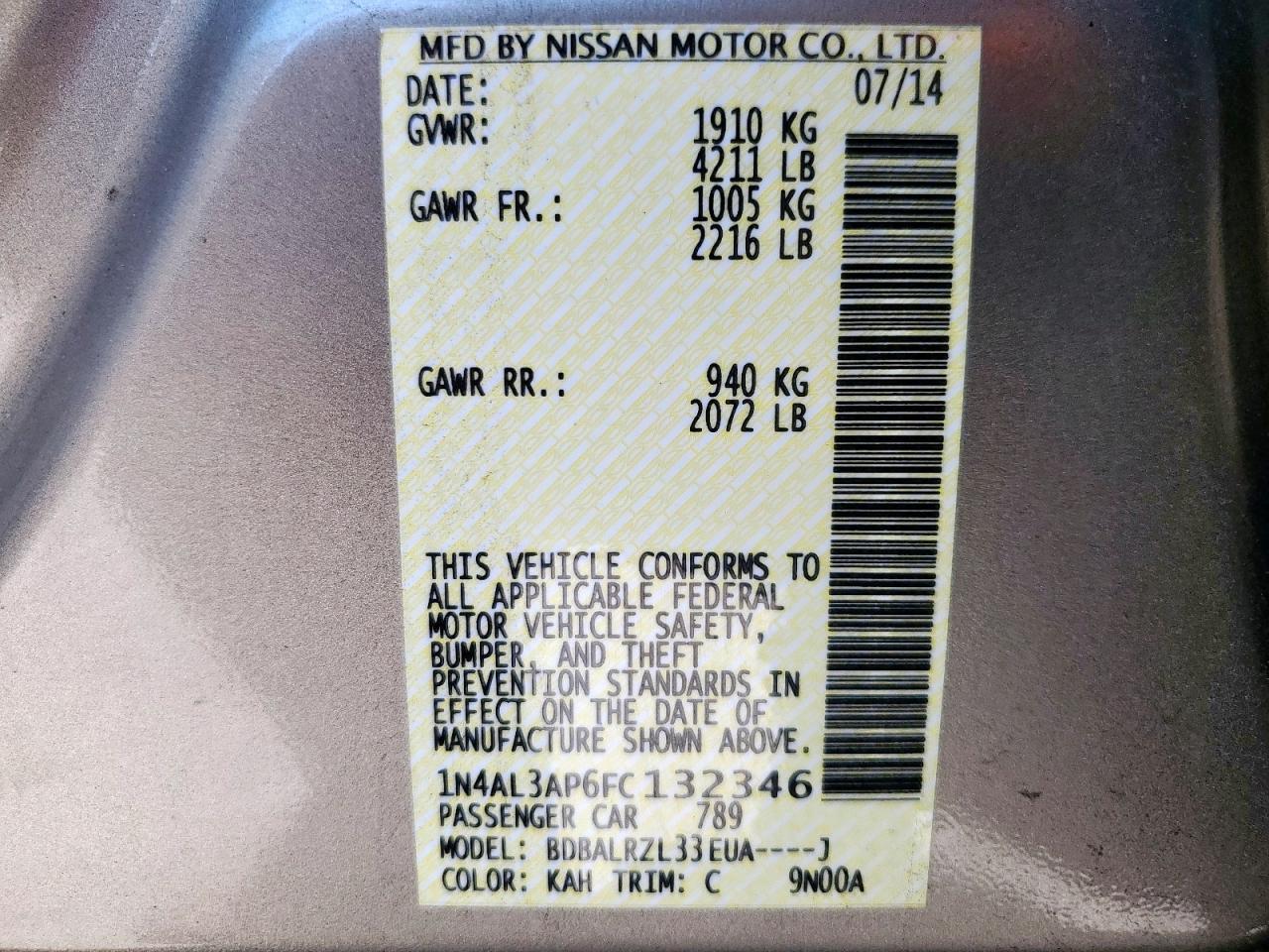 2015 NISSAN ALTIMA