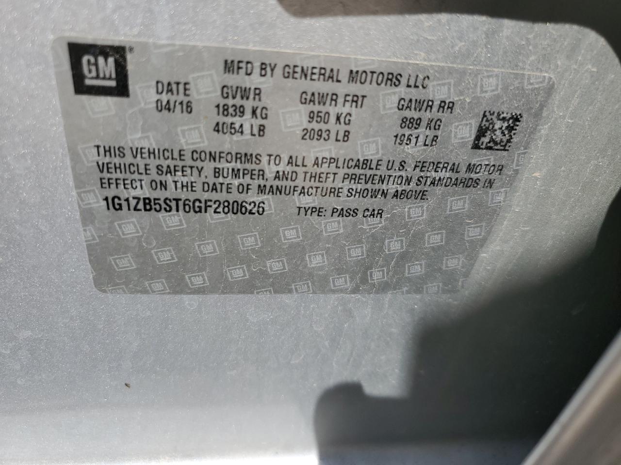 2016 CHEVROLET MALIBU