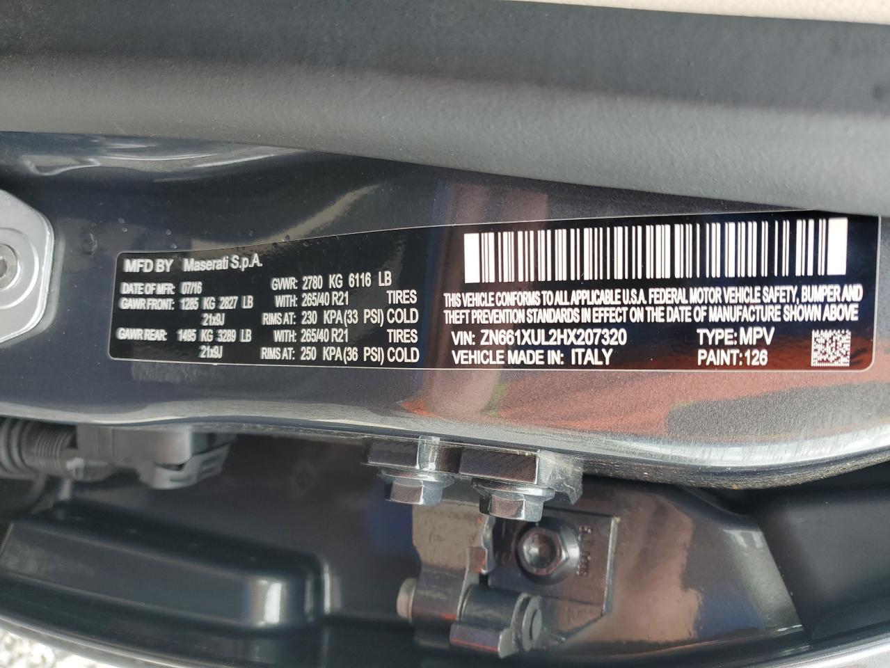2017 MASERATI Levante