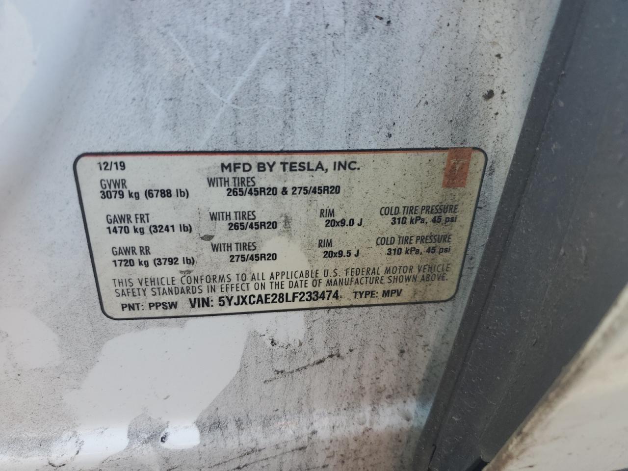 2020 TESLA MODEL X