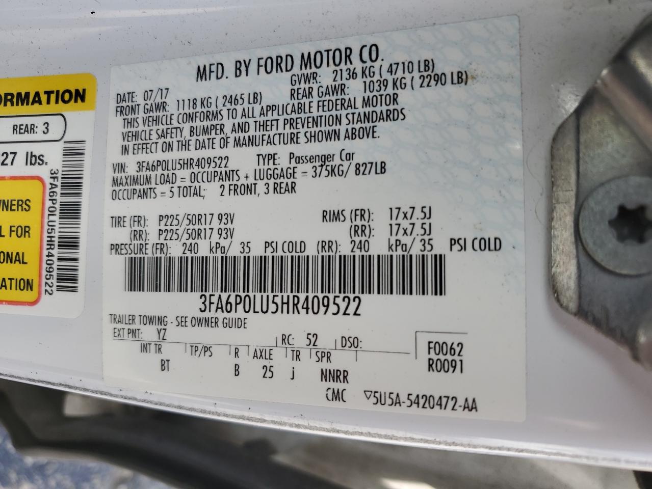 2017 FORD FUSION