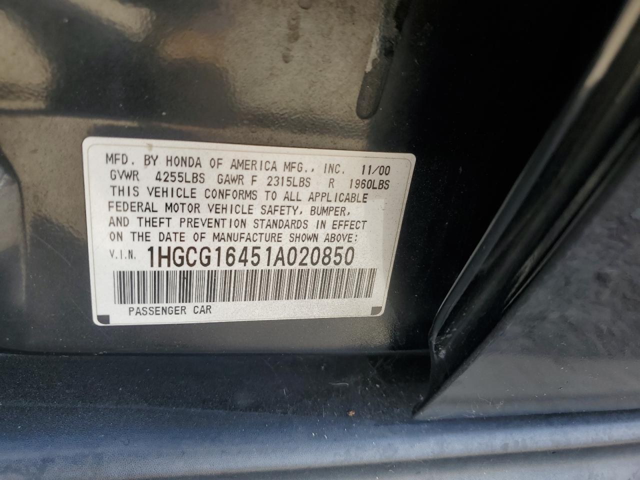 2001 HONDA ACCORD
