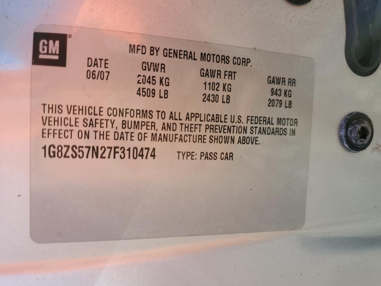 2007 SATURN Aura