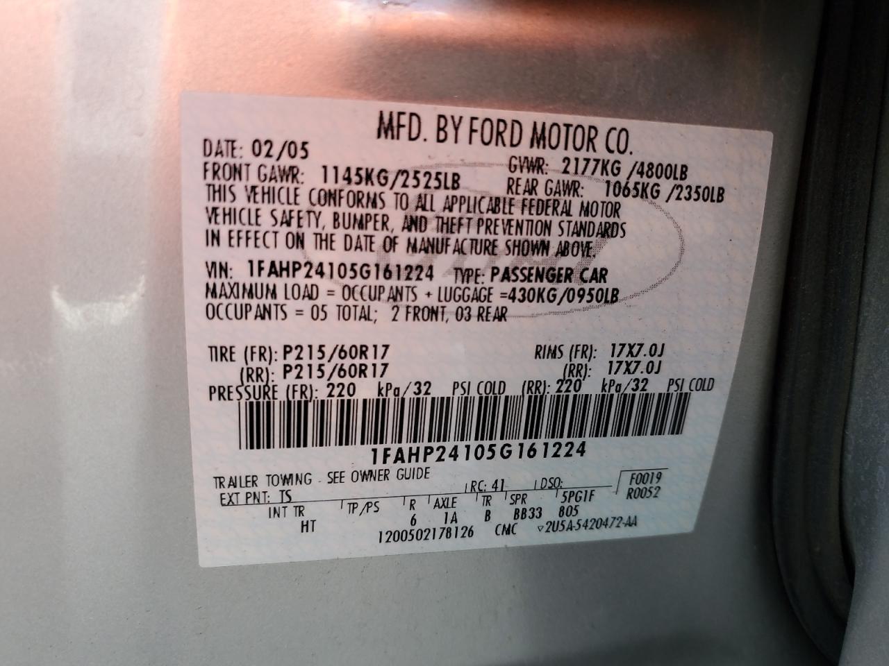 2005 FORD Five Hundred