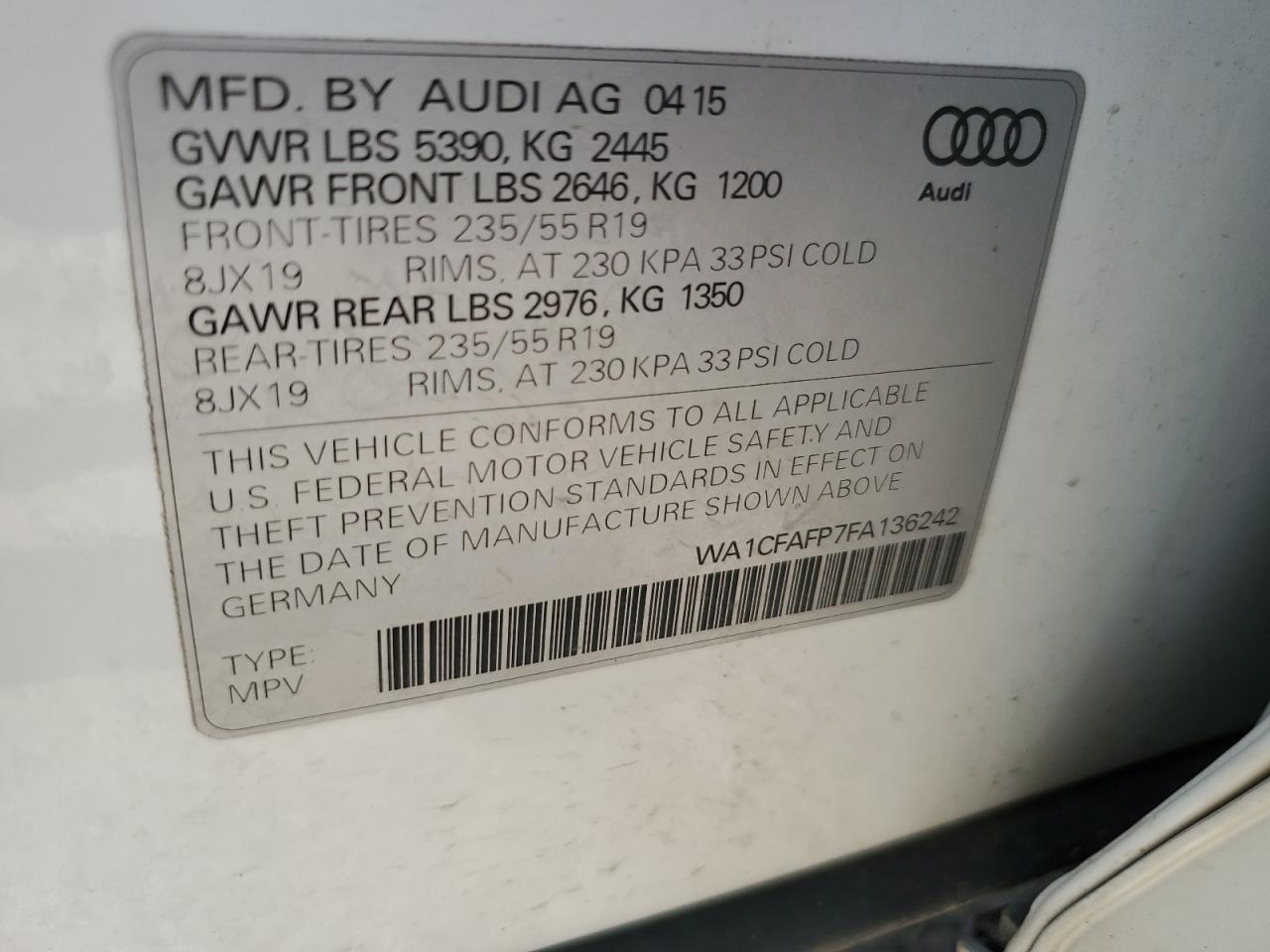 2015 AUDI Q5