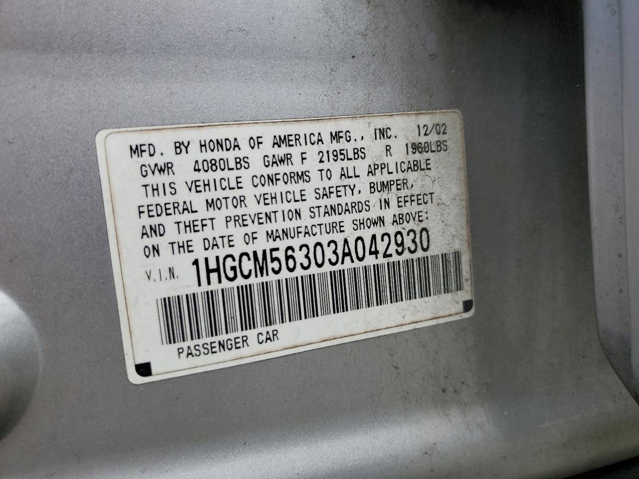 2003 HONDA ACCORD