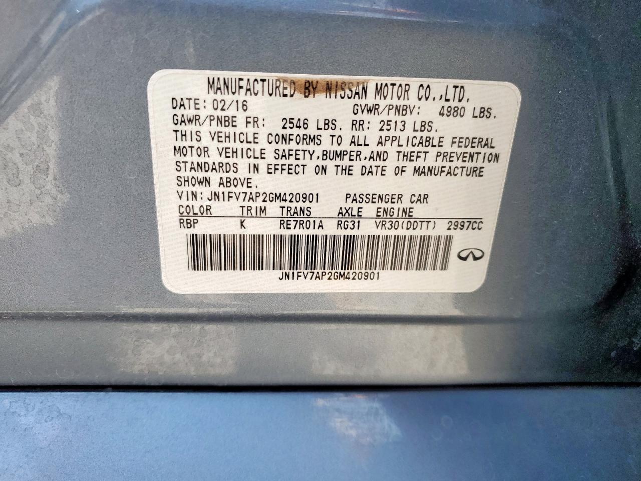 2016 INFINITI Q50