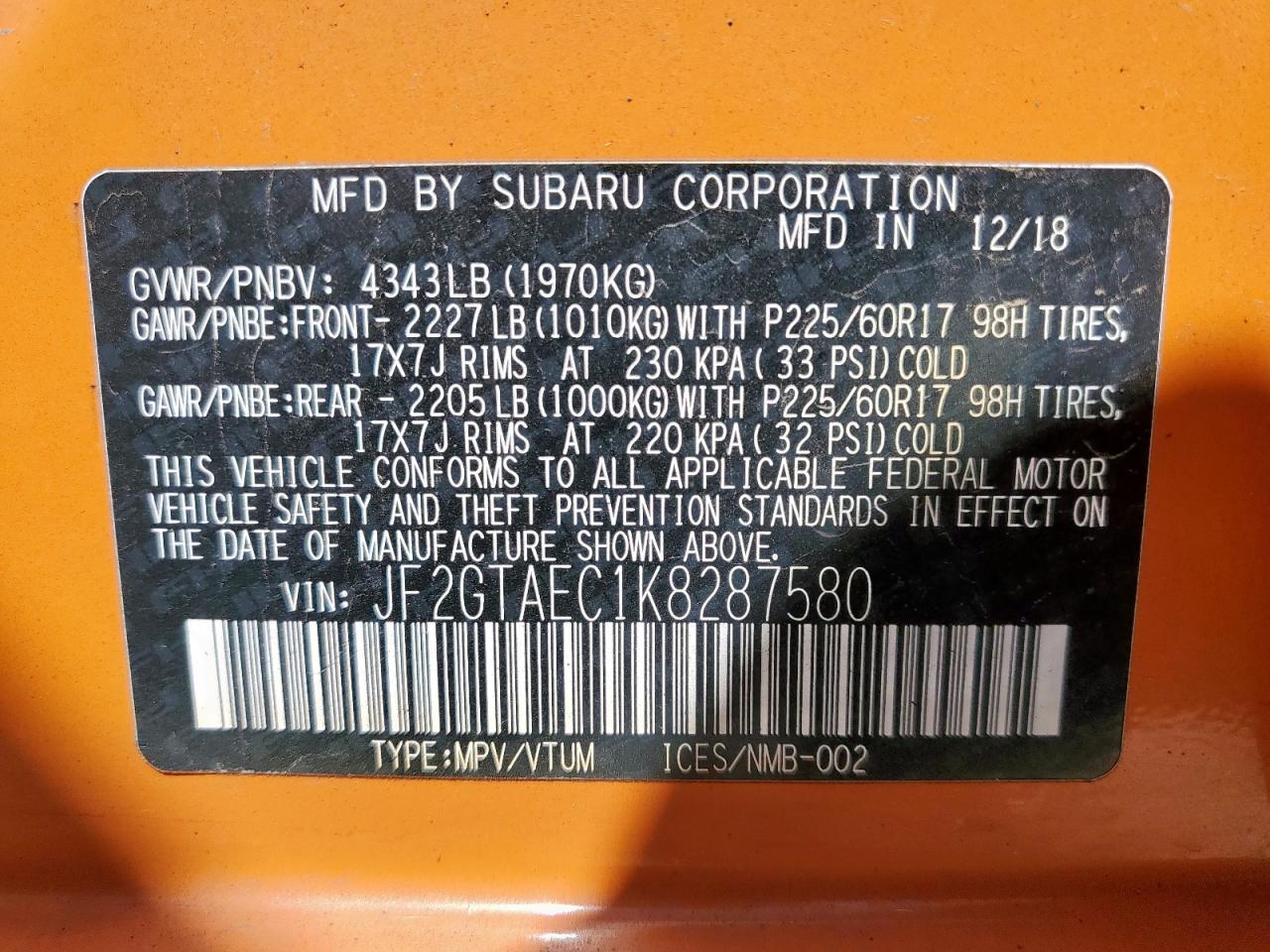 2019 SUBARU Crosstrek