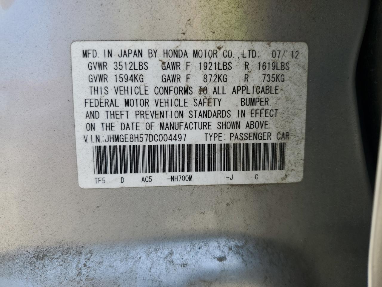 2013 HONDA FIT