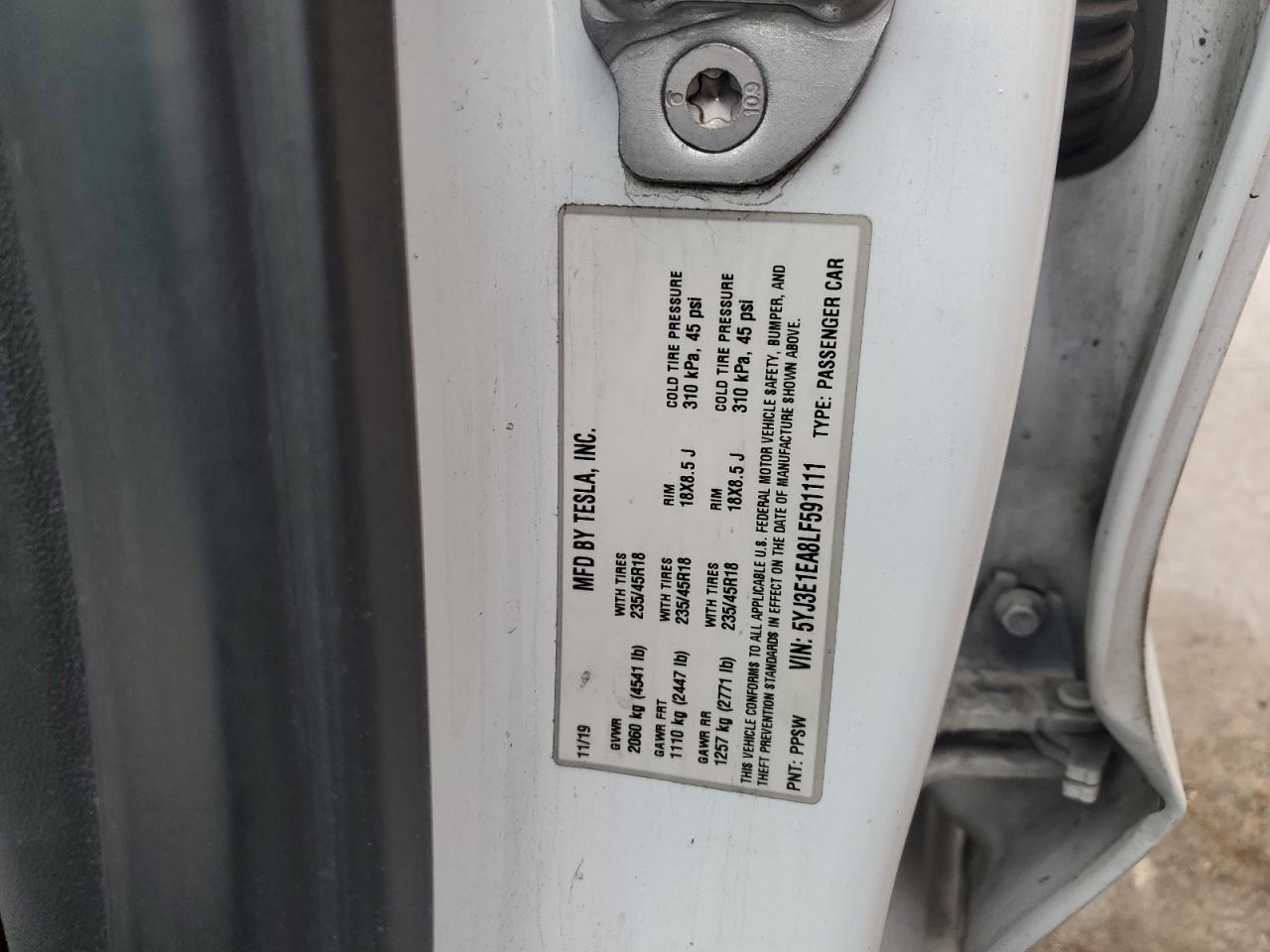 2020 TESLA MODEL 3