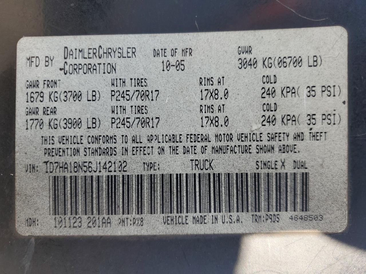 2006 DODGE RAM 1500