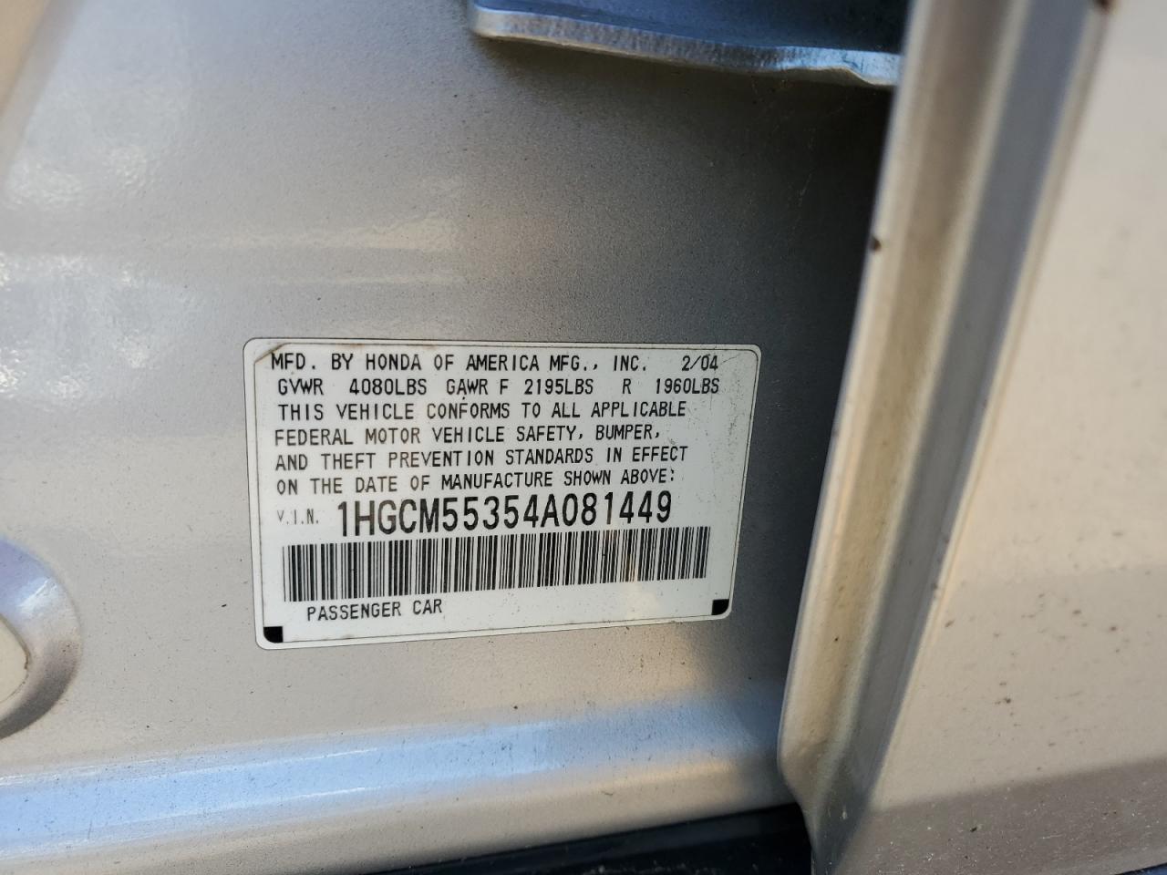 2004 HONDA ACCORD