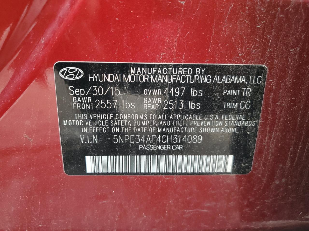 2016 HYUNDAI SONATA