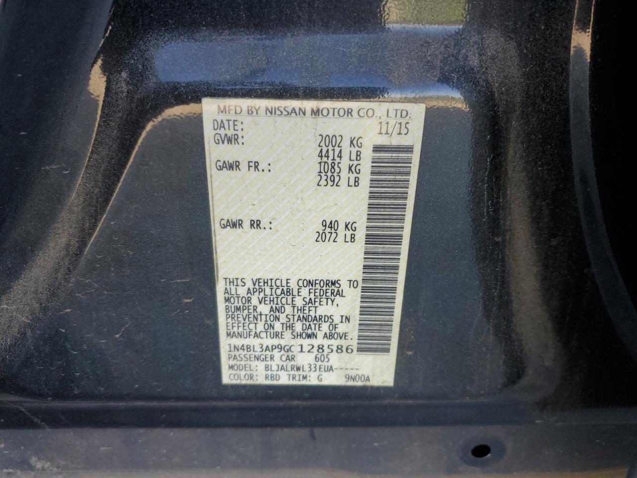 2016 NISSAN ALTIMA