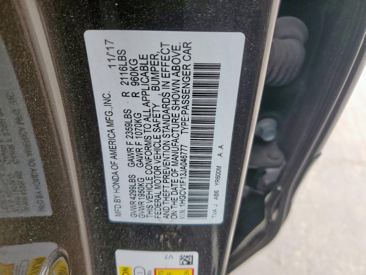 2018 HONDA ACCORD