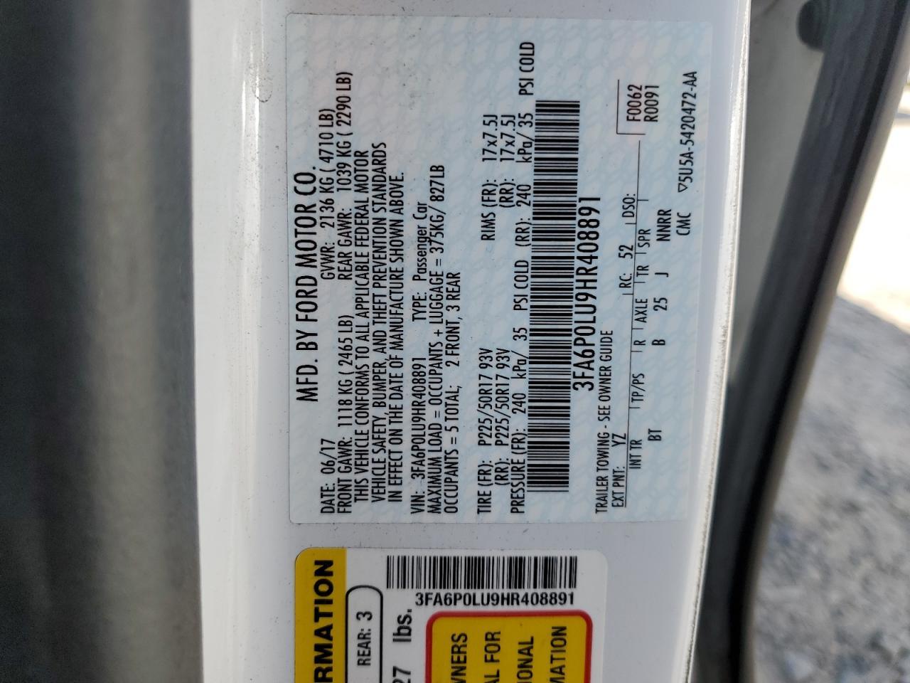 2017 FORD FUSION