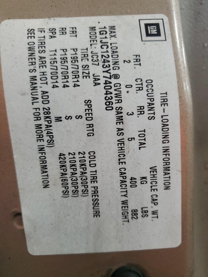 2000 CHEVROLET Cavalier