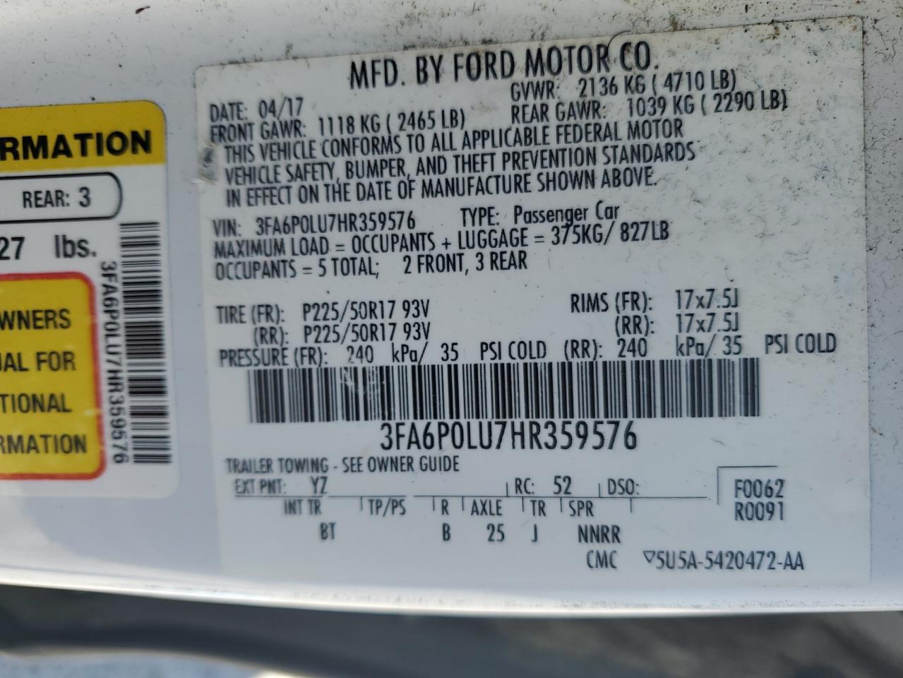 2017 FORD FUSION