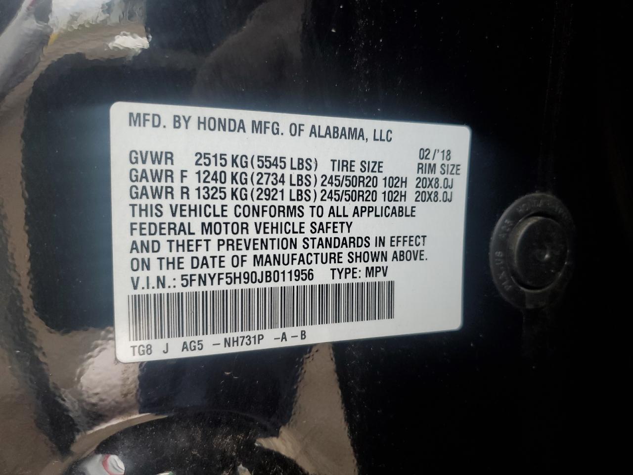 2018 HONDA PILOT