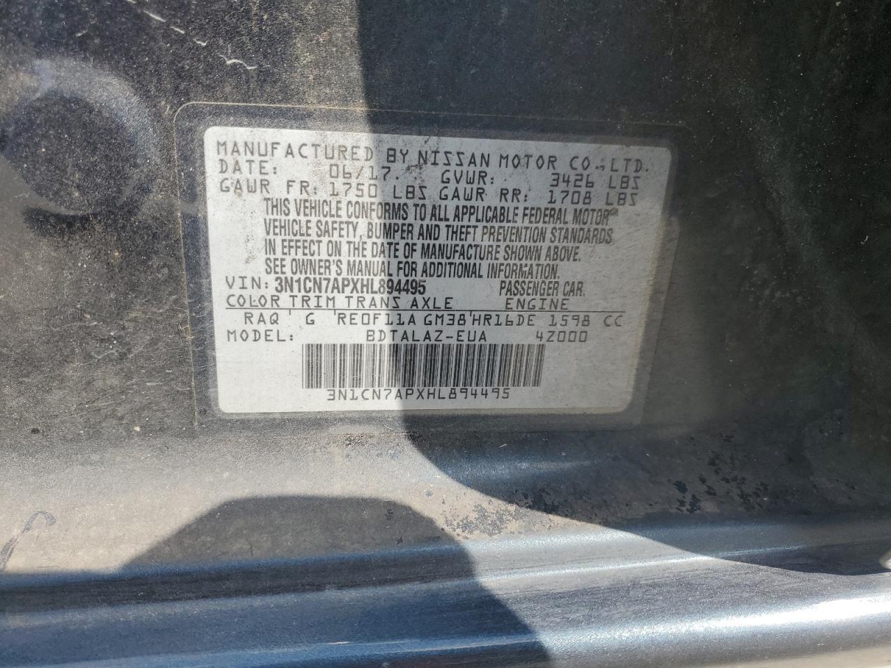 2017 NISSAN VERSA
