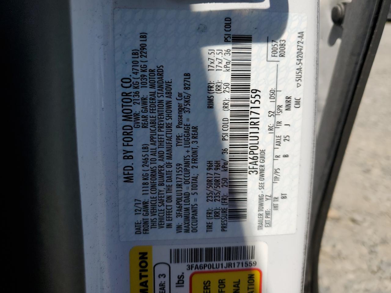 2018 FORD FUSION