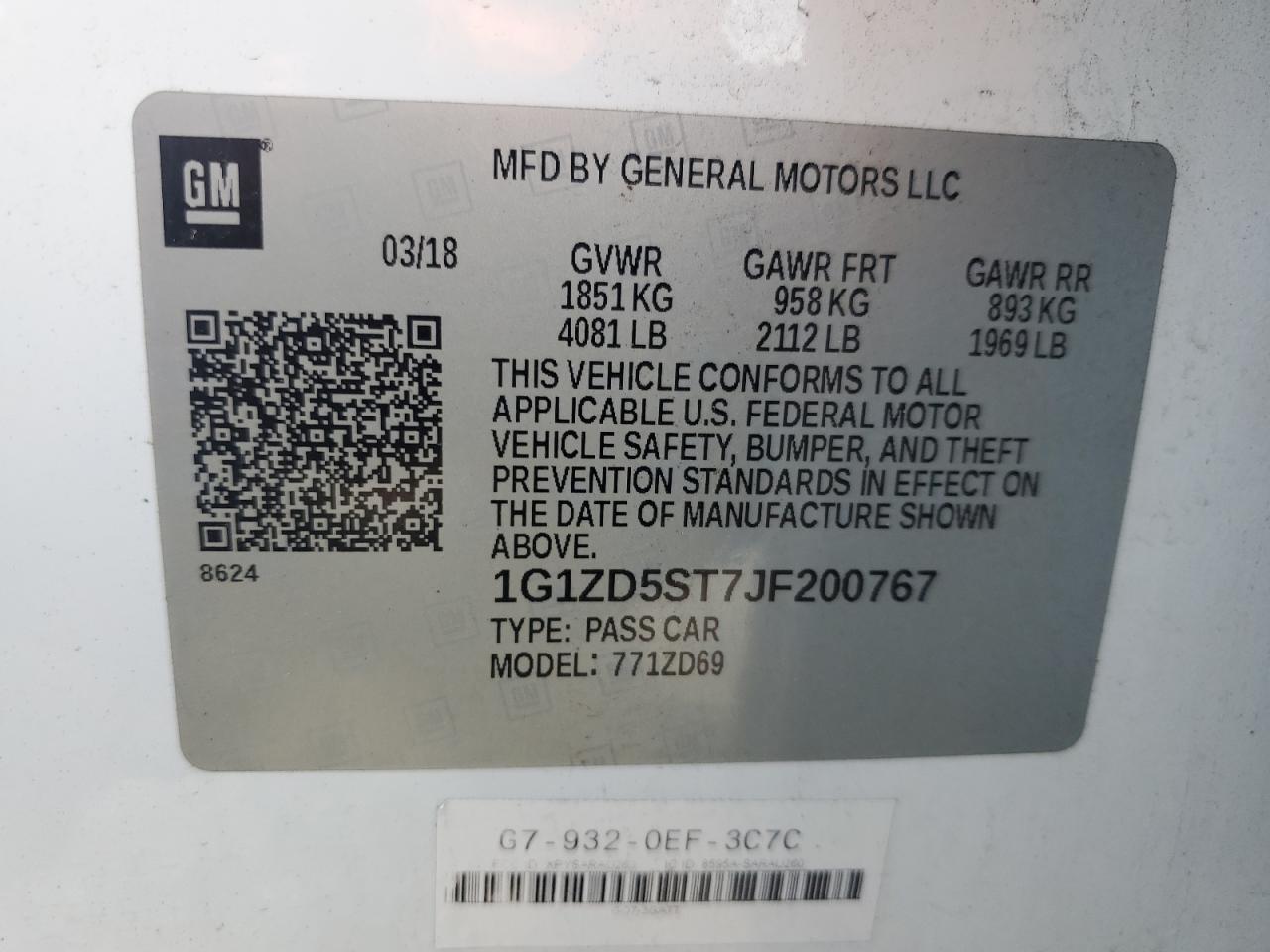 2018 CHEVROLET MALIBU