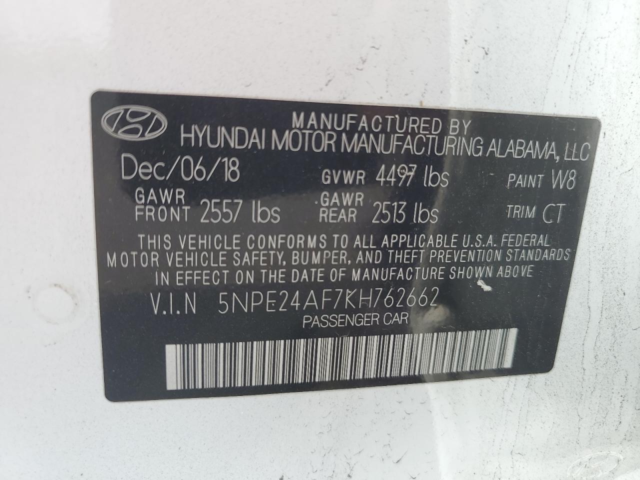 2019 HYUNDAI SONATA