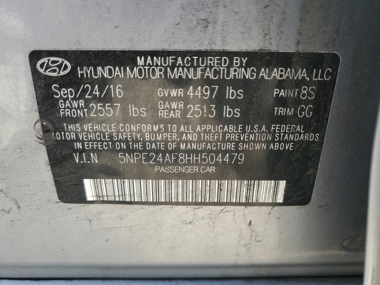 2017 HYUNDAI SONATA