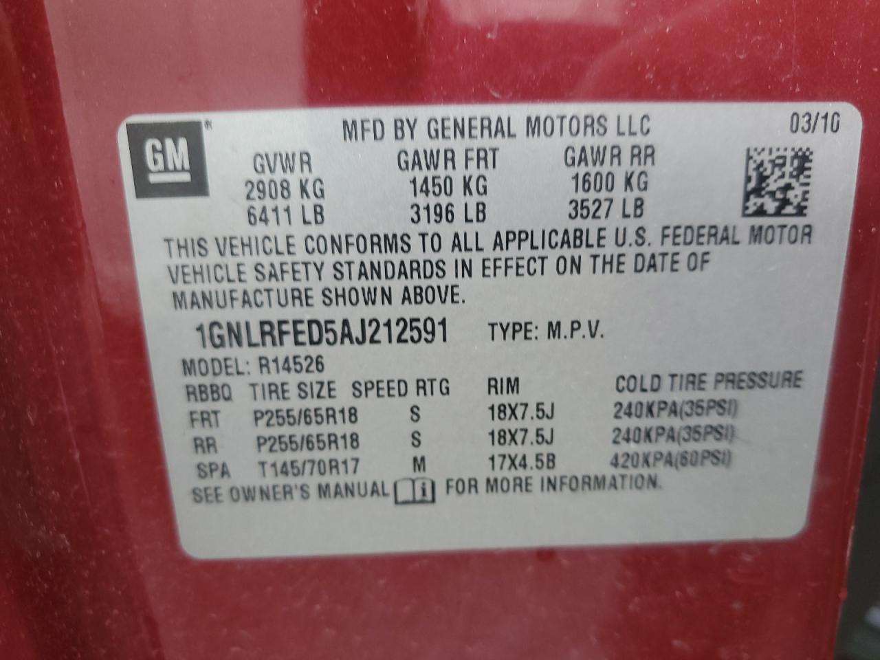 2010 CHEVROLET TRAVERSE