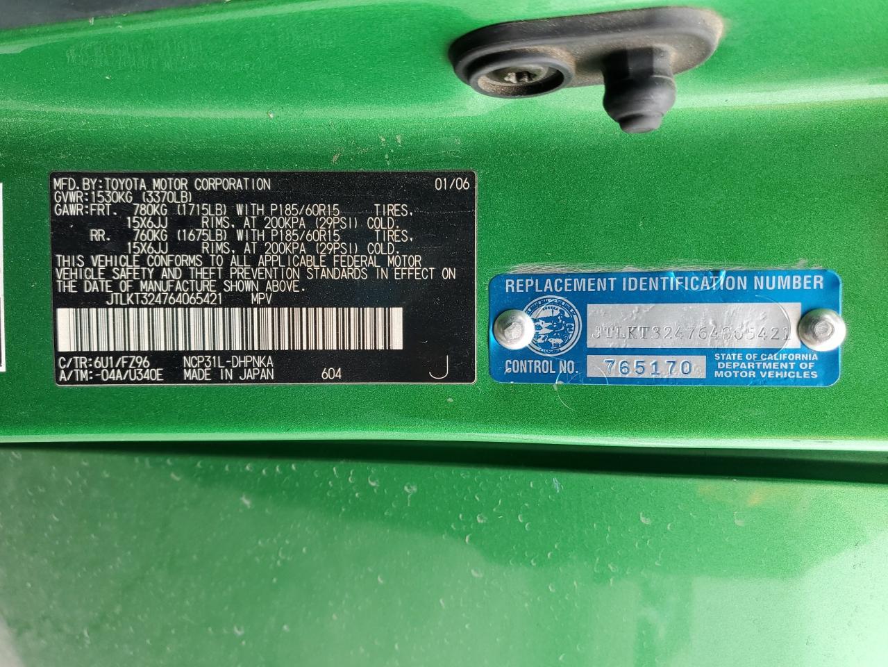 2006 TOYOTA SCION