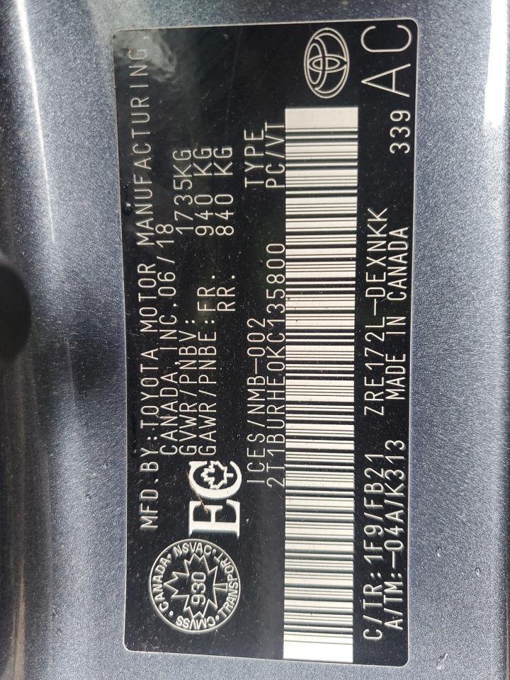 2019 TOYOTA COROLLA