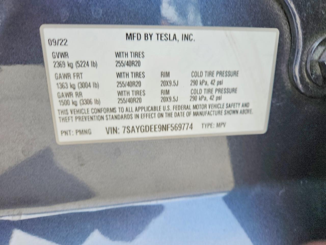2022 TESLA MODEL Y