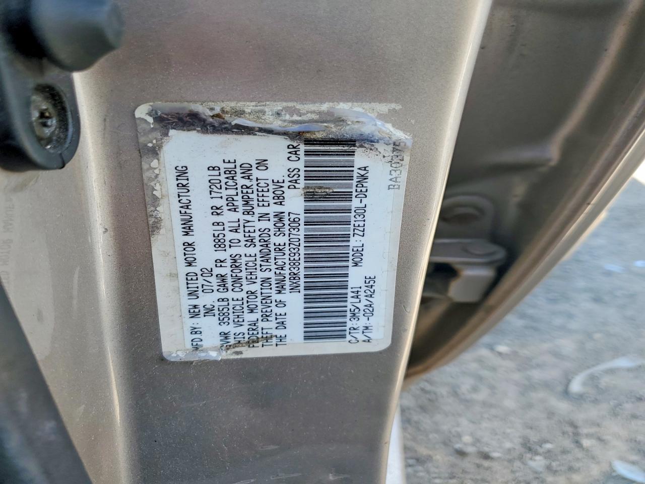 2003 TOYOTA COROLLA