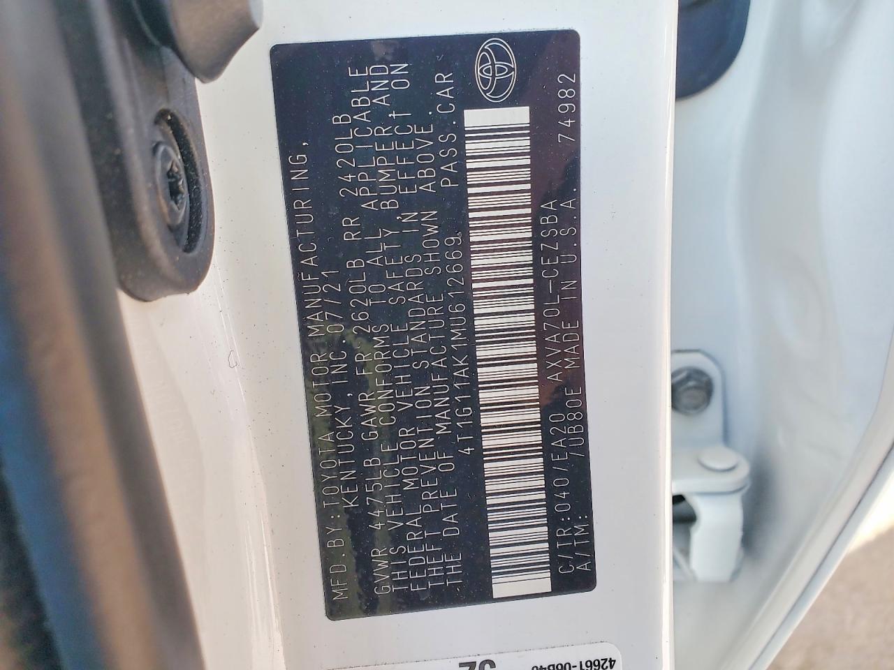 2021 TOYOTA CAMRY