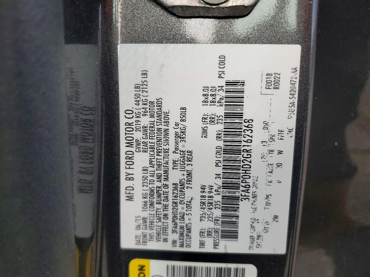 2016 FORD FUSION