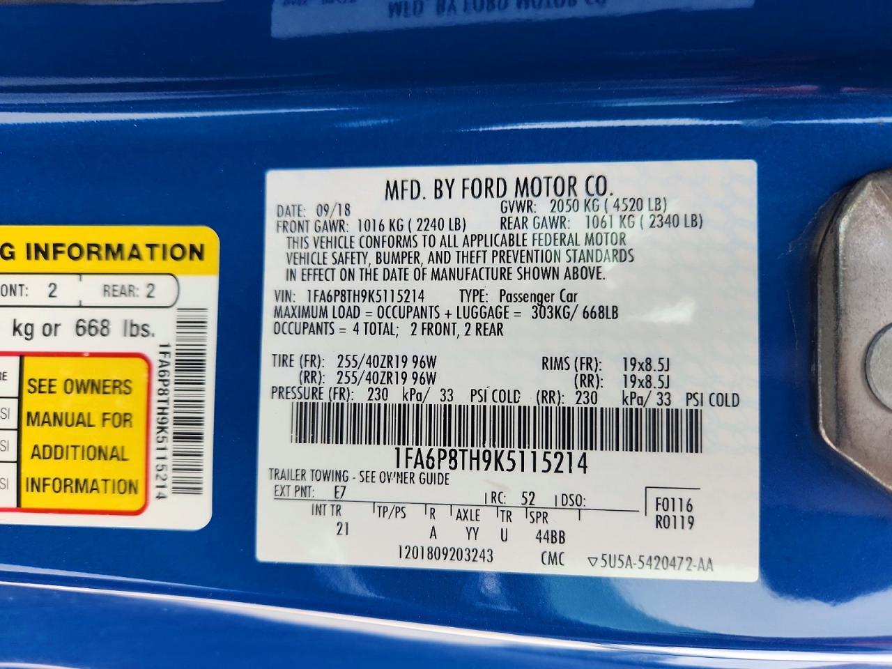 2019 FORD MUSTANG