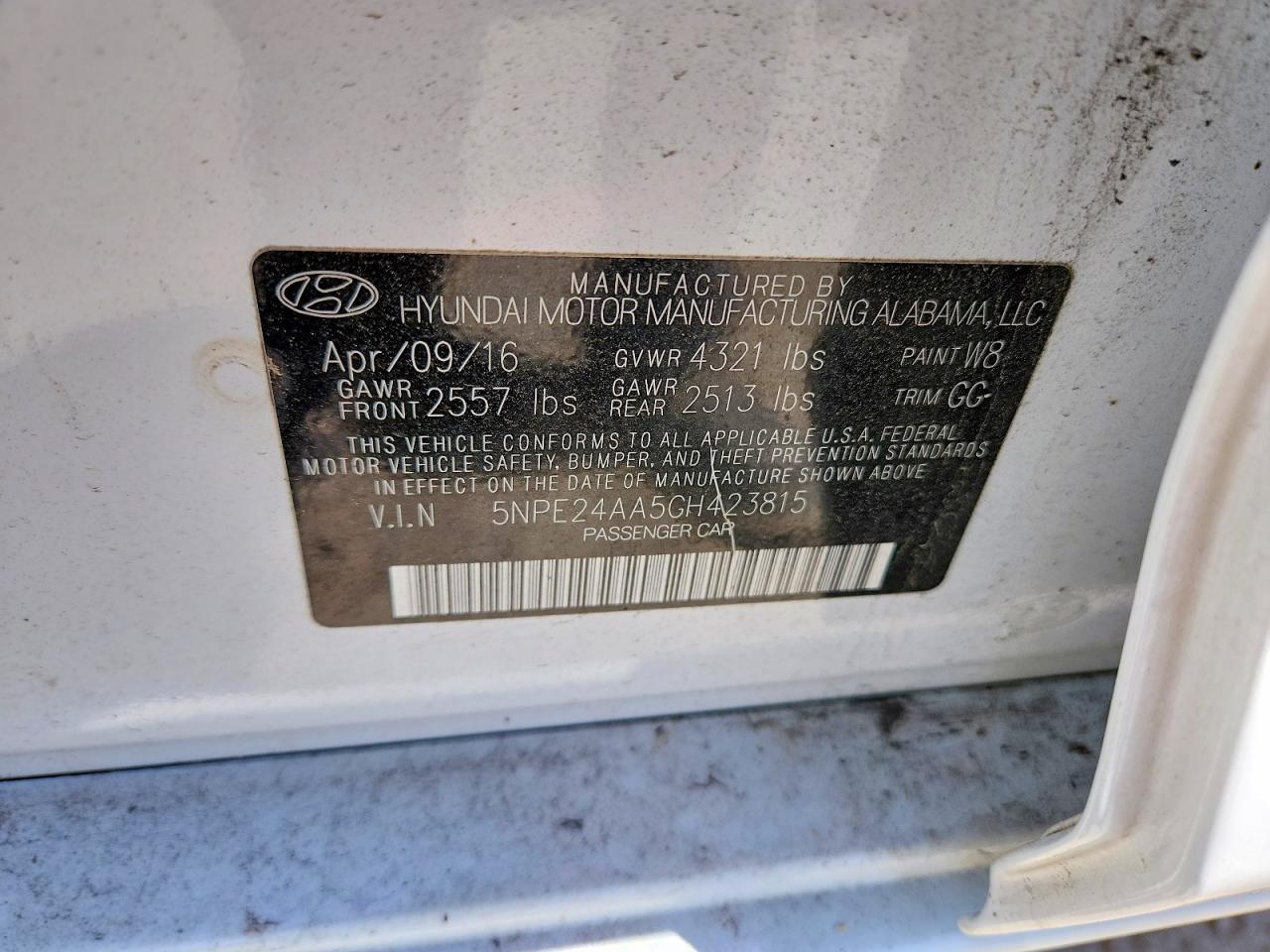 2016 HYUNDAI SONATA